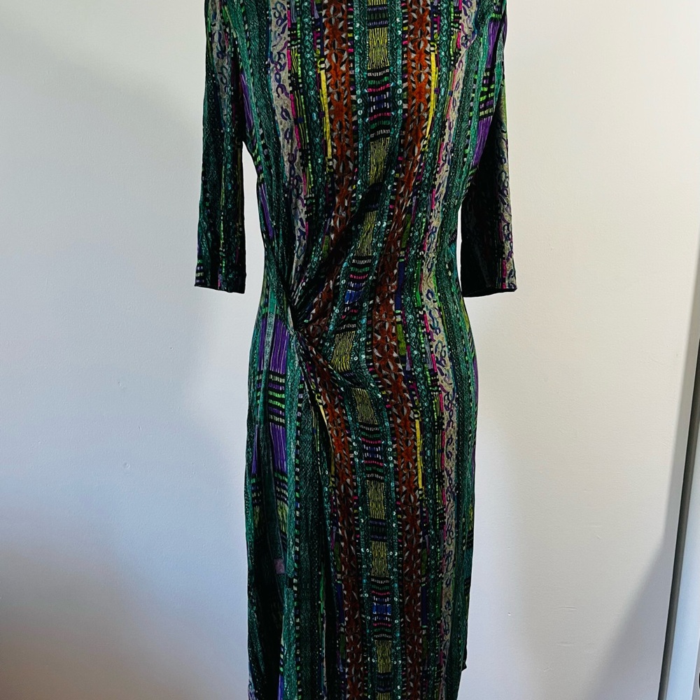Etro Vibrant Green and Purple Long Sleeve Dress